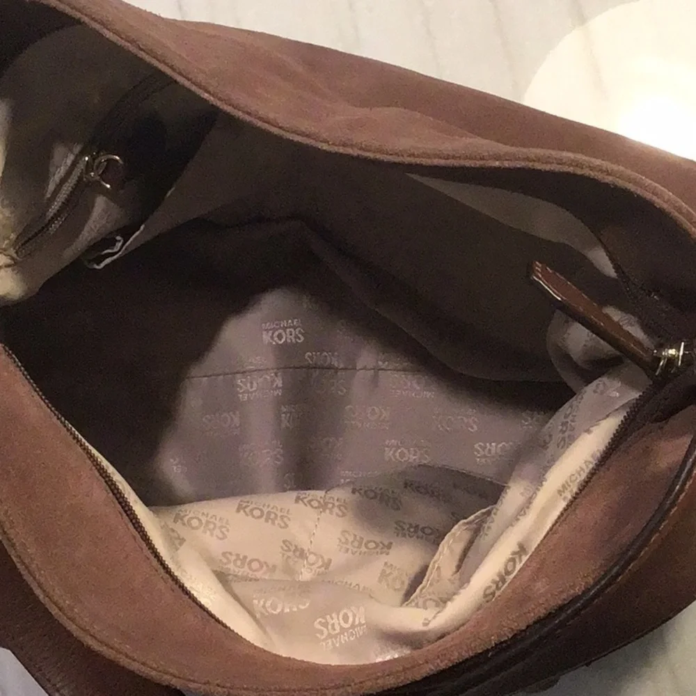 Michael Kors MK Hudson Downtown Suede Leather Large Shoulder Bag